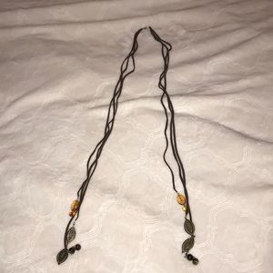 Long brown suede wrap necklace